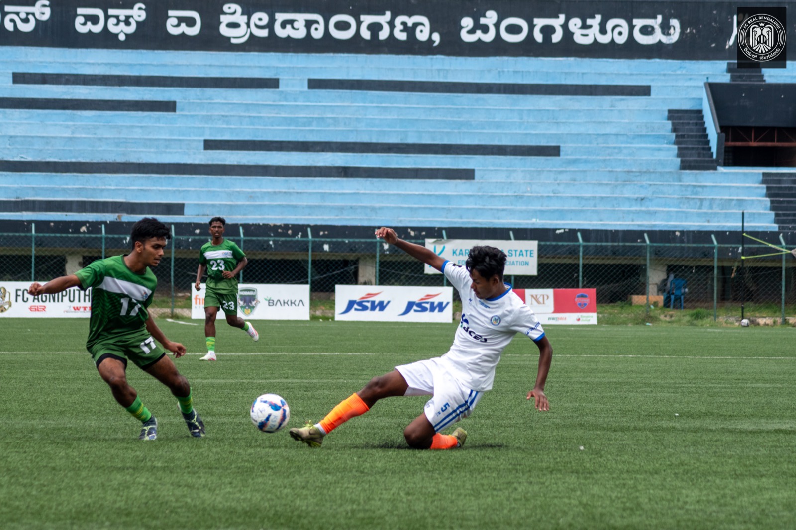Young players training at FC Real Bengaluru football academy near Sahakara Nagar, Bangalore